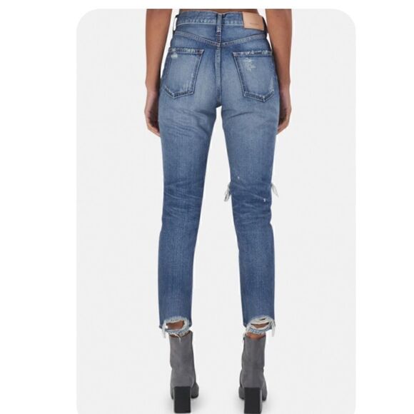 Moussy Vintage Marshall Boy Distressed Busted Knee Chewed Hem High Rise Jeans - Picture 3 of 11